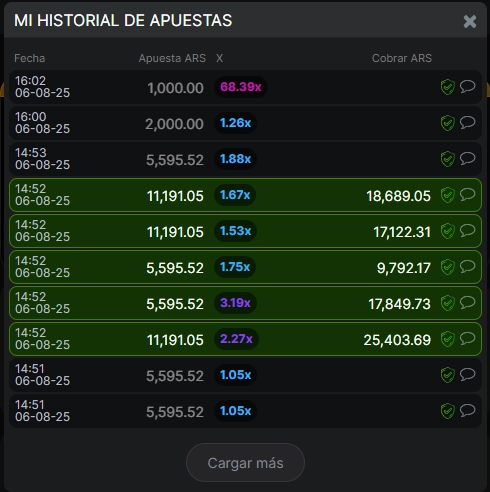 Historial de apuestas